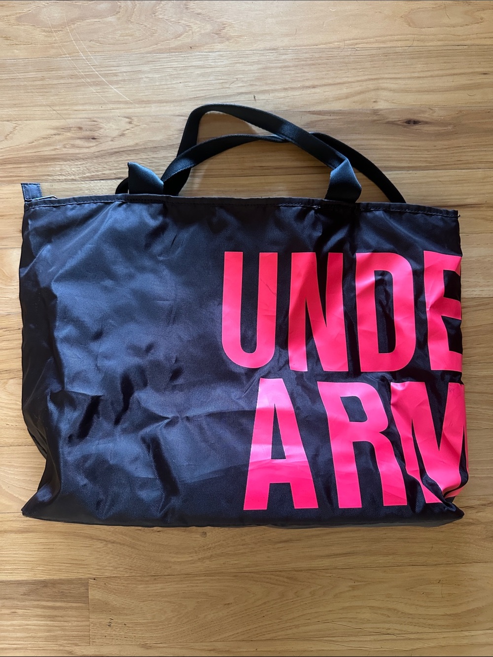 Under Armour Black workout Tote with Hot Pink Graphic Logo